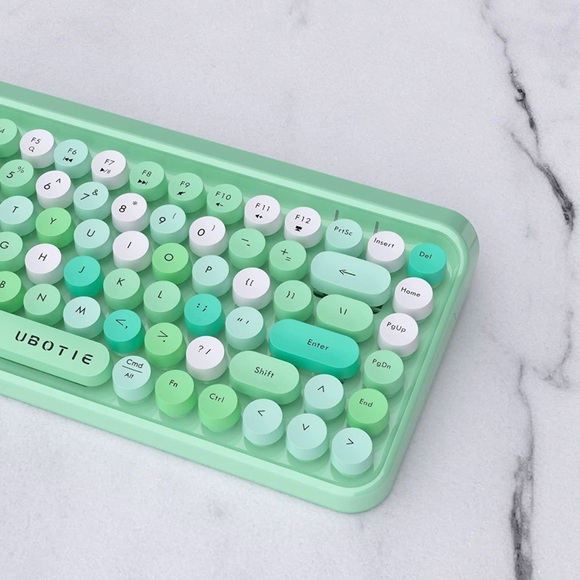 UBOTIE Green-Colorful Wireless Bluetooth Retro Keyboard - Picture 11 of 11